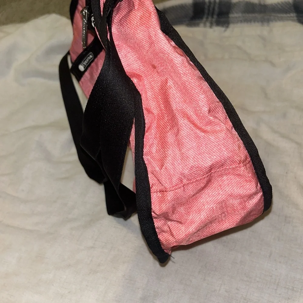 Lesportsac Pink Crossbody Hobo Bag with Black Trim